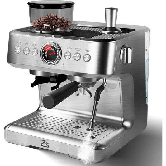 20 Bar Espresso Machine with Grinder with 30 Grinding Setting, 2.8L Removable Water Tank, 1500W, Coffee Machine
